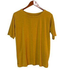 J.Jill Luxe Supima Elbow-Sleeve Tee S Yellow Supima Cotton Tencel Blend